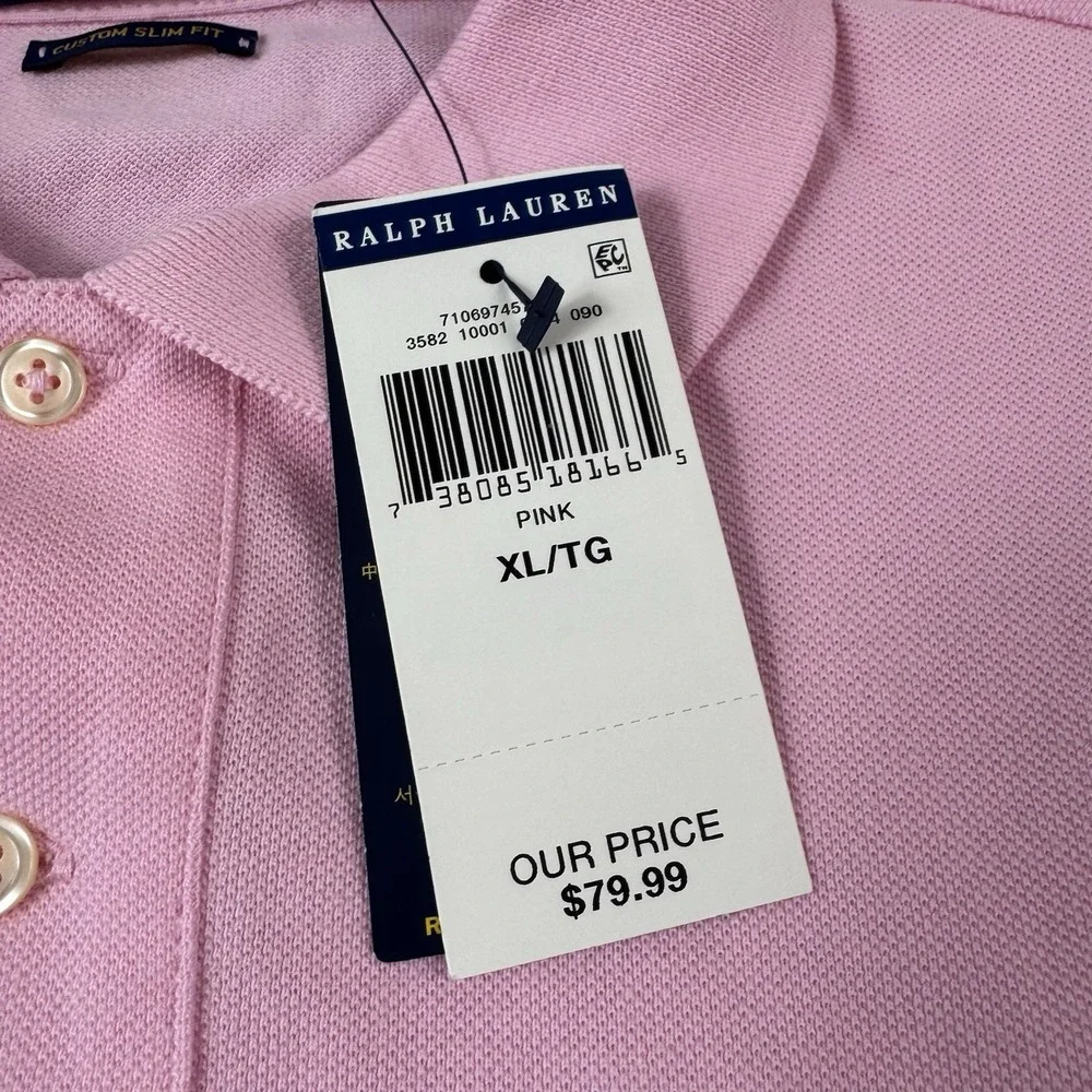 Polo Ralph Lauren Light Pink Blue Big Horseman S/S Cotton Mens Polo Shirt XL NWT